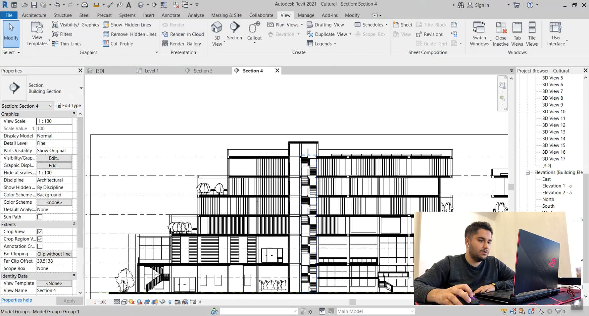 ایجاد مقطع گرافیکی معماری در نرم‌افزار رویت